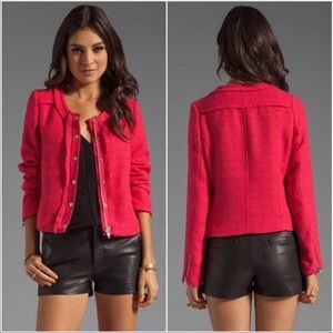 Pink tweed jacket with snaps